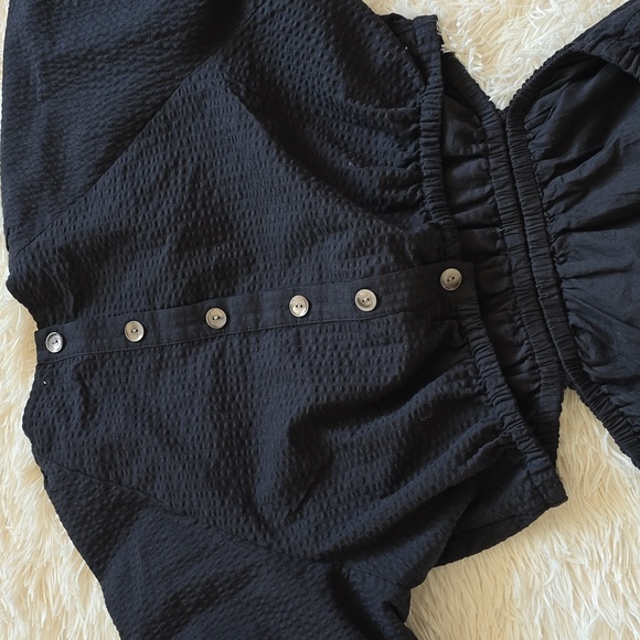 Seersucker Puff-Sleeve Cutout Mini Dress - Picture 10 of 12